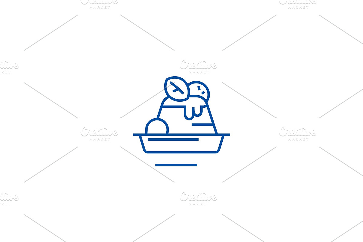 Pudding,desert,cake line icon in Illustrations - product preview 8