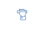 Pulling hand line icon concept