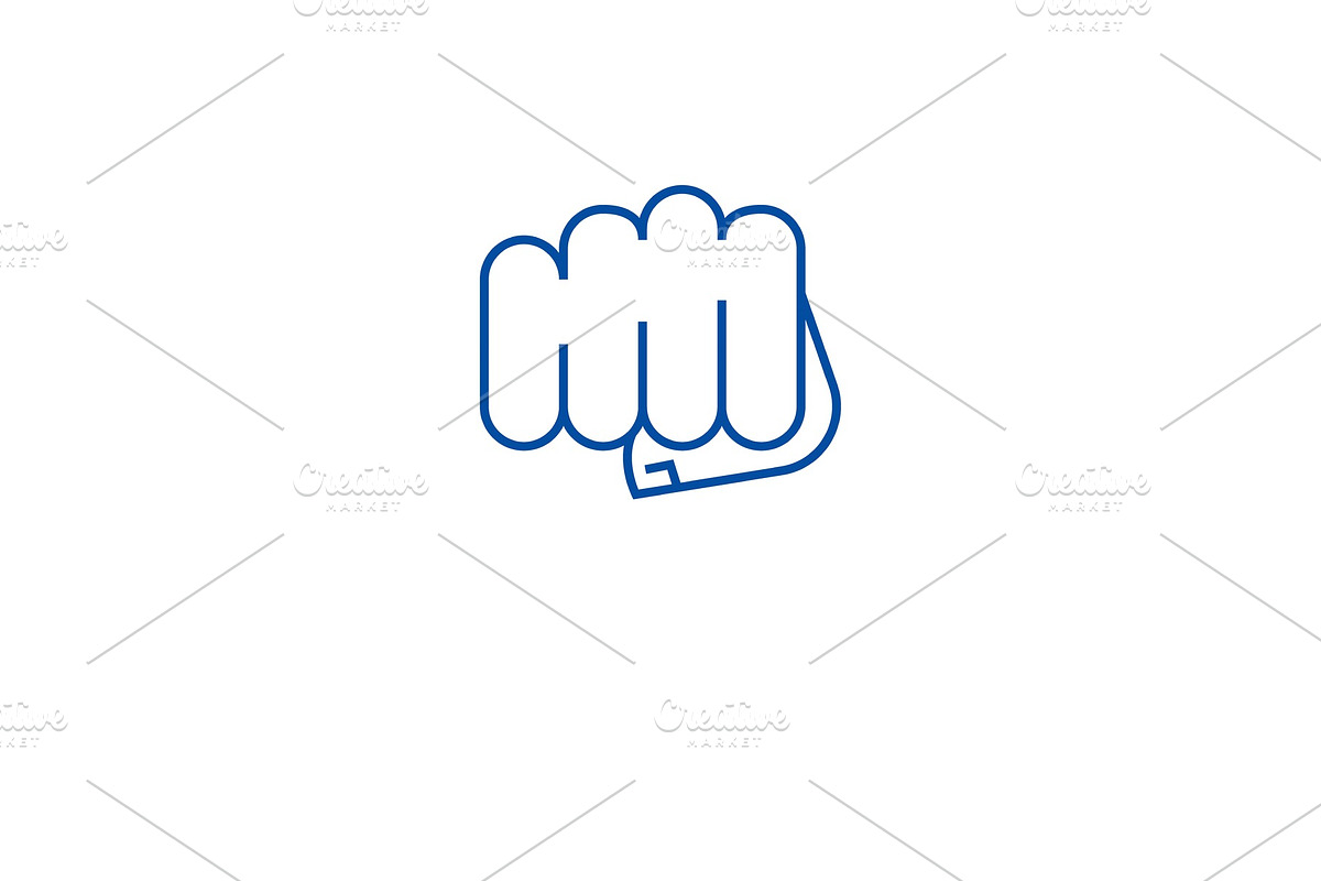 Punching fist line icon concept in Illustrations - product preview 8
