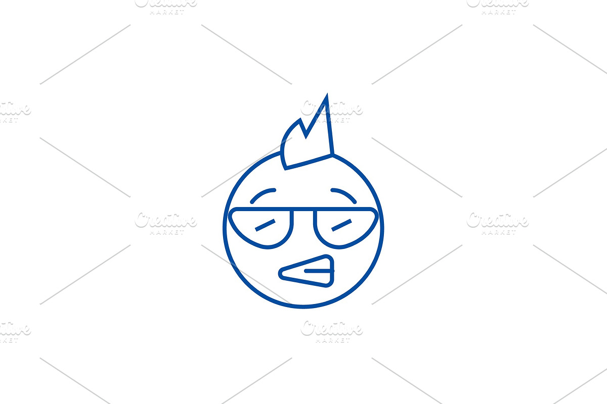 Punk emoji line icon concept. Punk in Illustrations - product preview 8