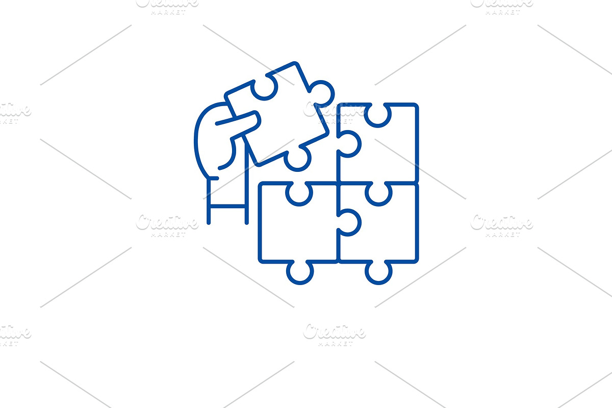 Puzzle pieces line icon concept in Illustrations - product preview 8