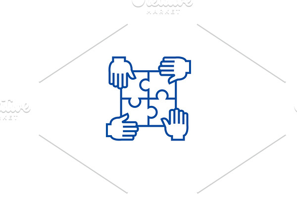 Puzzle with four hands,partnership
