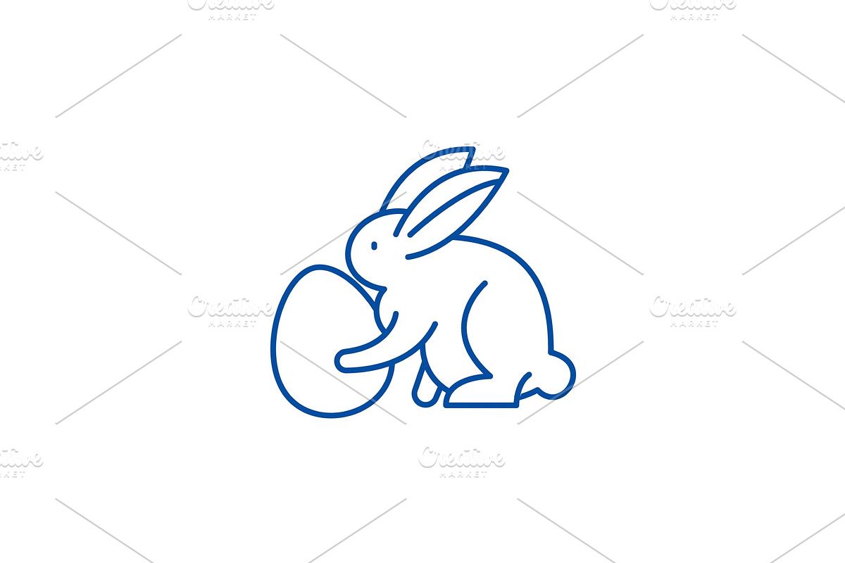 Rabbit with eggs line icon concept in Objects - product preview 8