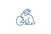 Rabbit with eggs line icon concept