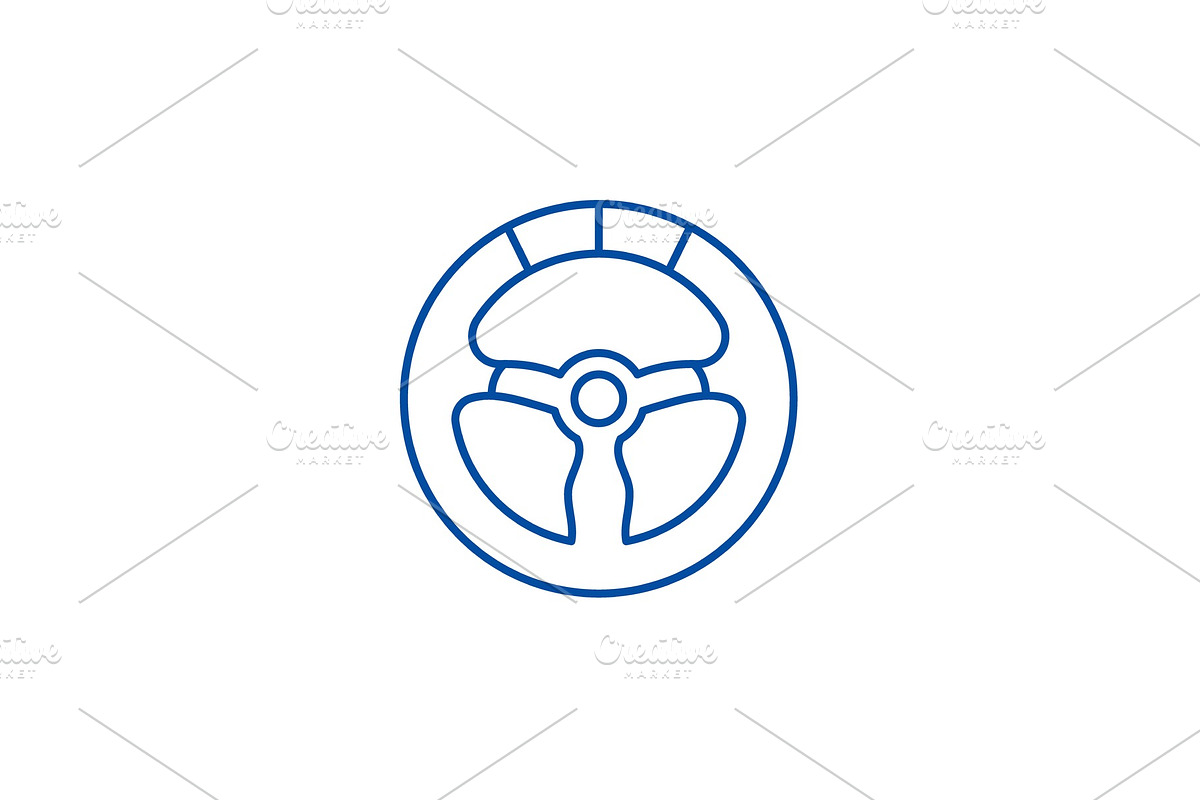 Racing wheel line icon concept in Illustrations - product preview 8