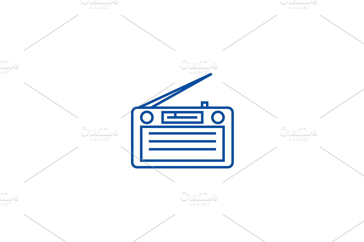Radio,radioreceiver line icon in Illustrations - product preview 8