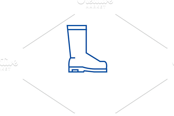 Rain boots line icon concept. Rain