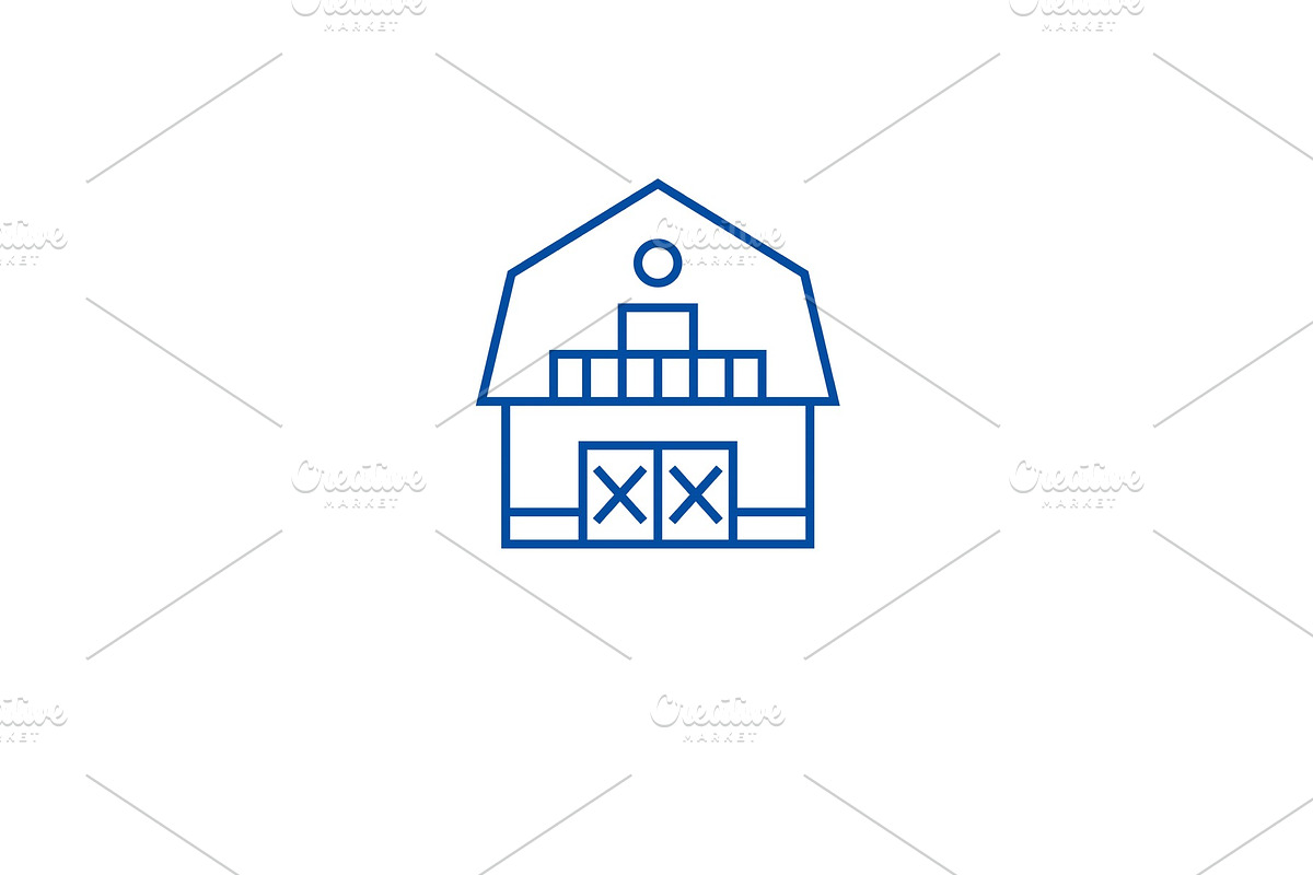 Ranch house line icon concept. Ranch in Illustrations - product preview 8