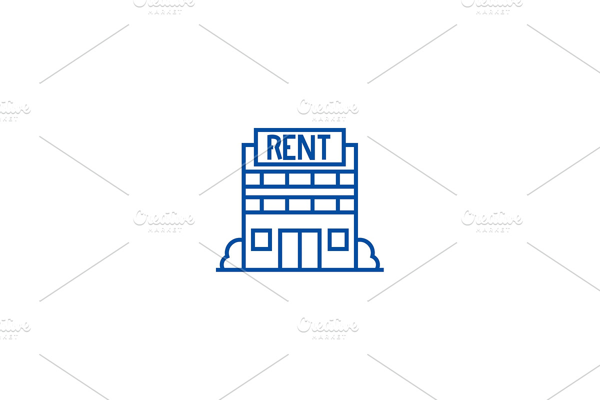 Real estate rent line icon concept in Illustrations - product preview 8