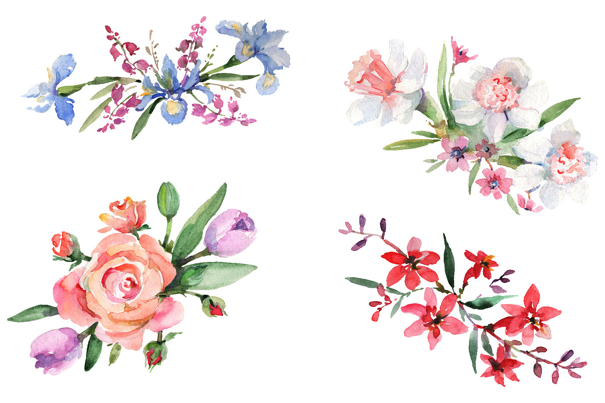 Bouquet Refinement Watercolor png in Illustrations - product preview 8