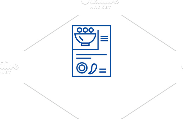 Recipe card line icon concept
