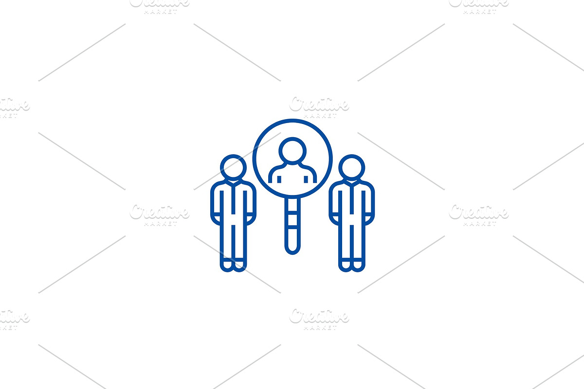 Recruitment with zoom line icon in Illustrations - product preview 8