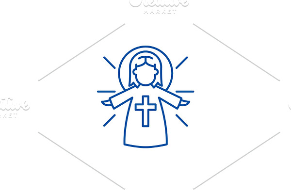 Religious angel line icon concept