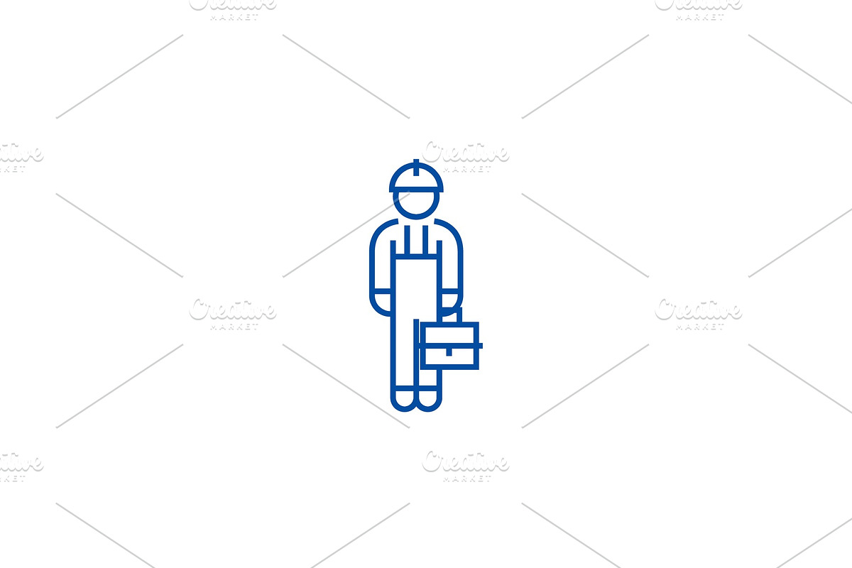 Repair man line icon concept. Repair in Illustrations - product preview 8