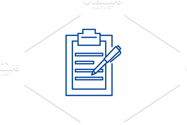Report writing line icon concept