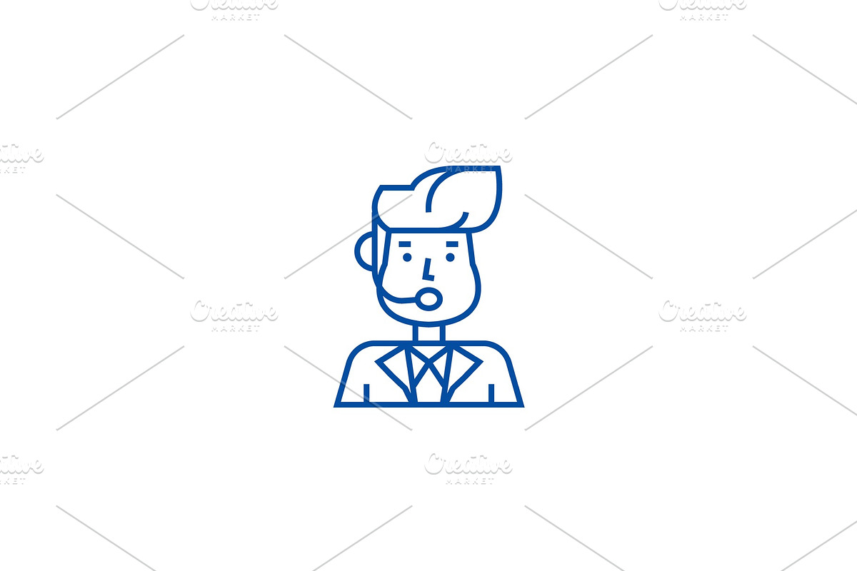 Reporter man,news broadcasting line in Illustrations - product preview 8