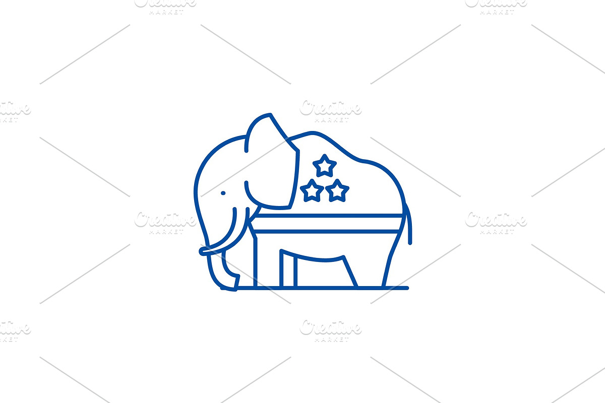 Republican elephant line icon in Illustrations - product preview 8