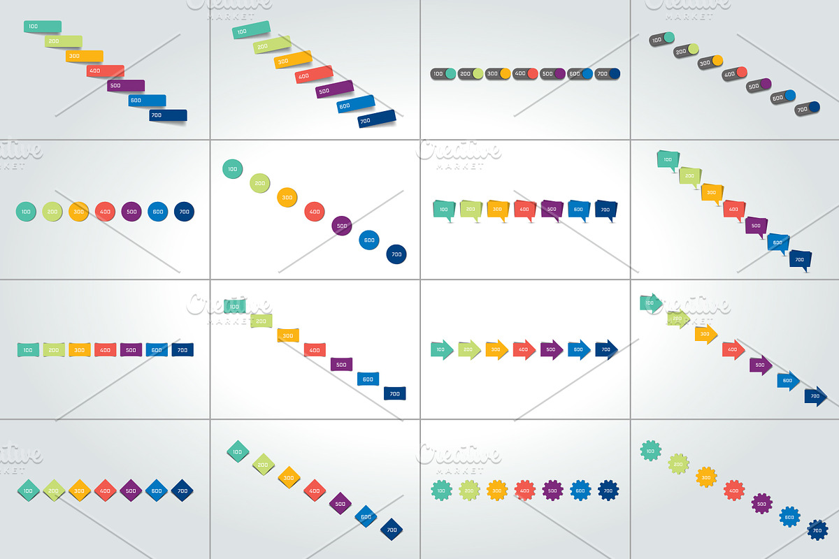 Mega set of timeline infographic in Illustrations - product preview 8