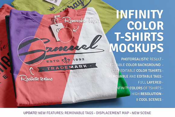 Infinity Color T-Shirt Mockups in Product Mockups - product preview 4