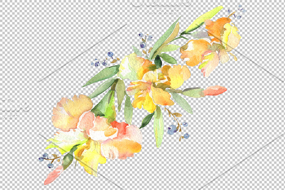 Bouquet Hoverla Watercolor png in Illustrations - product preview 3