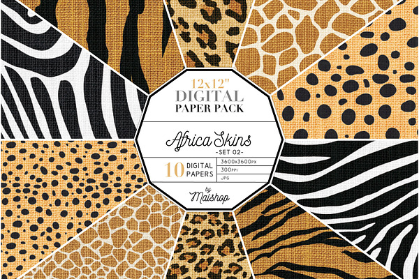 Digital Paper Linen Africa Skins