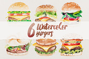 6 Watercolor Burgers