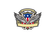 Crossed Wrench Army Wings American