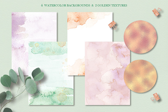 Mint and blush - watercolor clipart in Illustrations - product preview 9