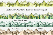 Watercolor Mountain Borders Clipart