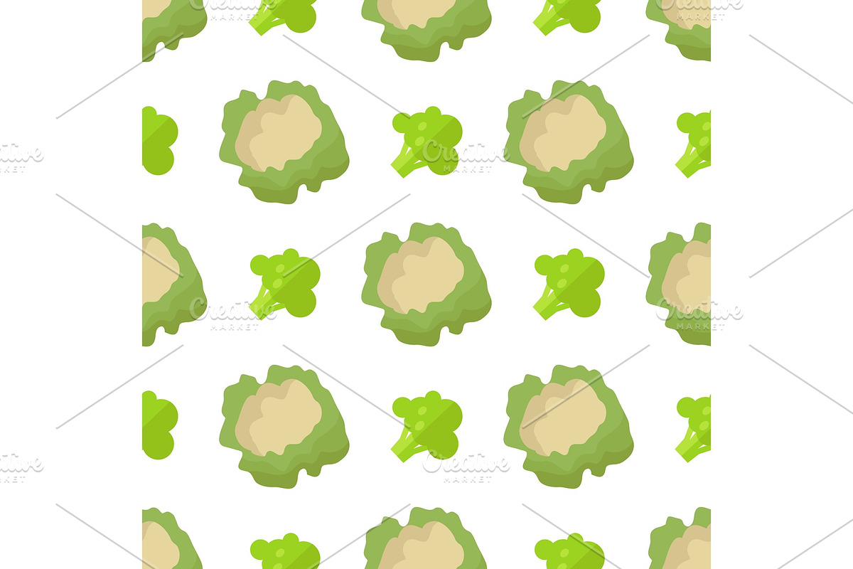 Cauliflower and Broccoli Seamless in Illustrations - product preview 8