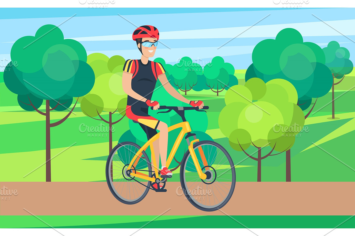 Man in Cycling Clothing on Bicycle in Illustrations - product preview 8