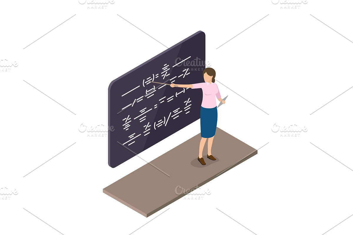 Female Teacher Explains Material in Illustrations - product preview 8