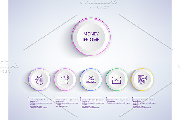 Money Income with Icons on Vector