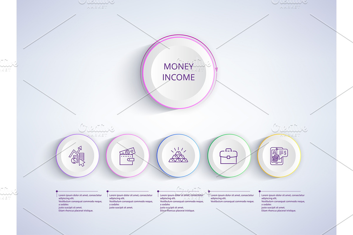 Money Income with Icons on Vector in Illustrations - product preview 8