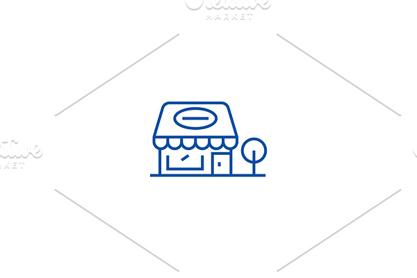 Retail shop line icon concept