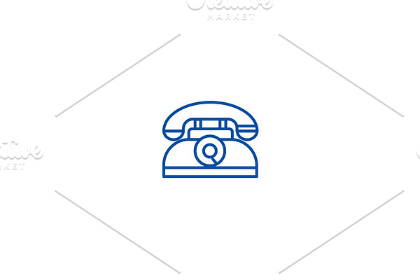 Retro phone line icon concept. Retro
