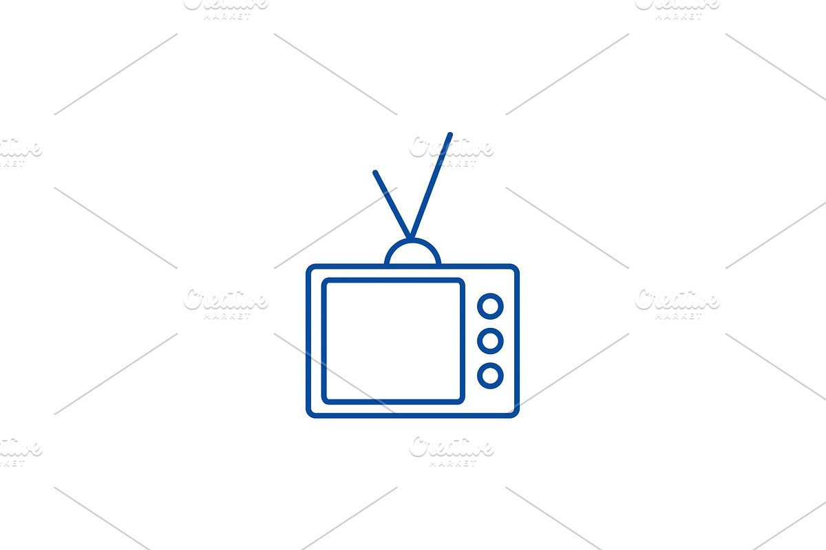 Retro tv line icon concept. Retro tv in Objects - product preview 8