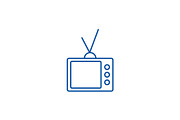 Retro tv line icon concept. Retro tv