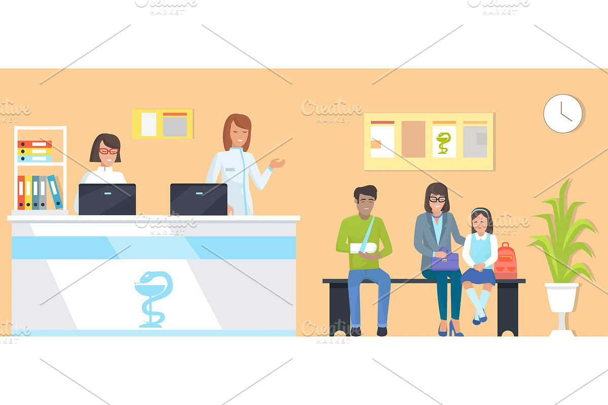 Patients at Reception Vector in Illustrations - product preview 8