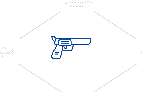 Revolver, pistol line icon concept