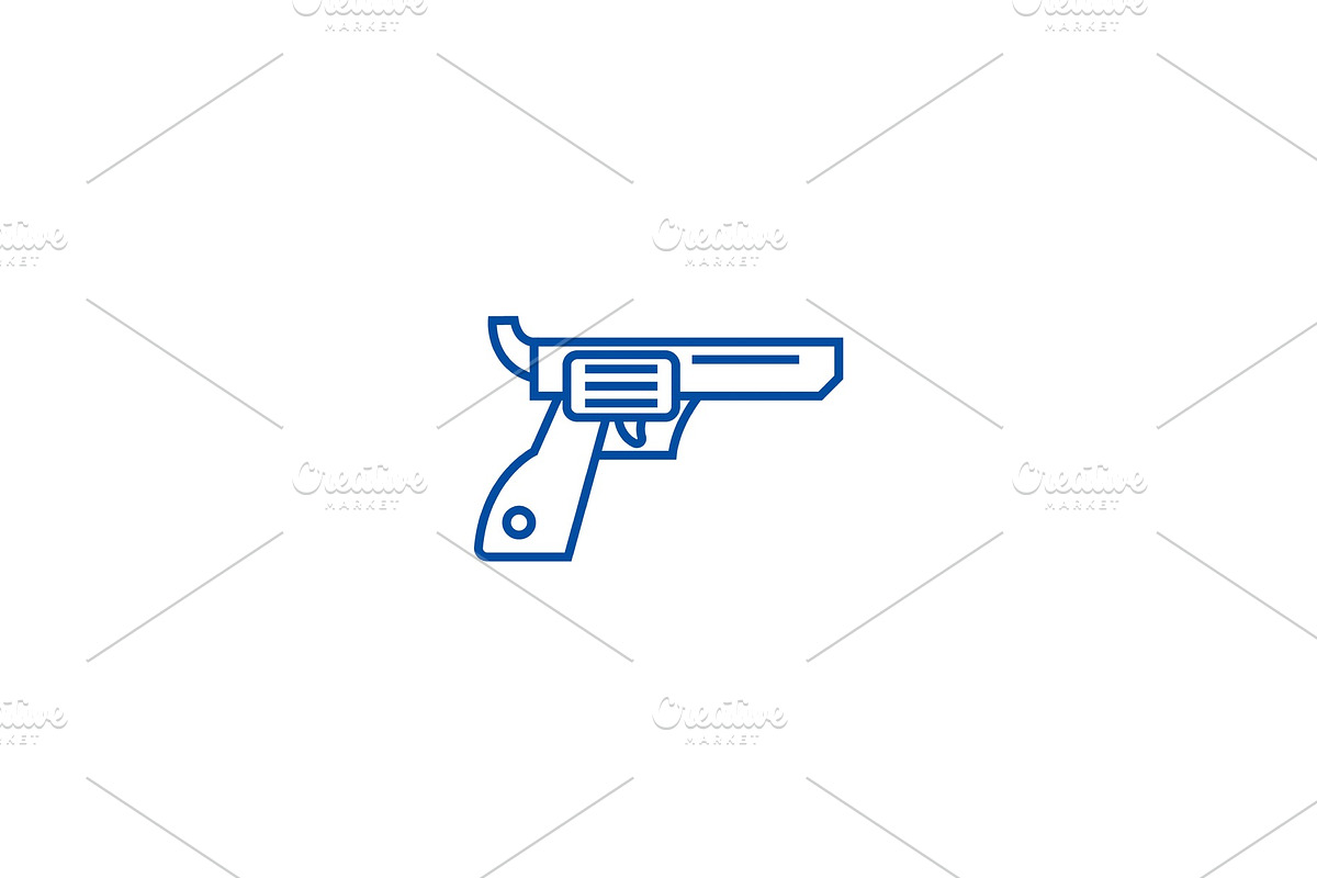 Revolver,gun,cowboy line icon in Illustrations - product preview 8
