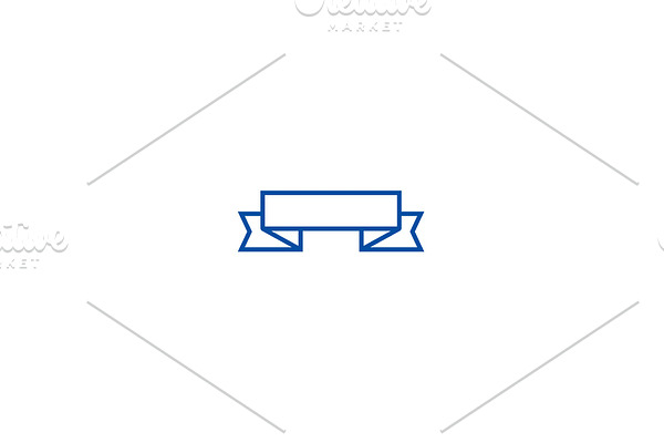 Ribbon corners up line icon concept