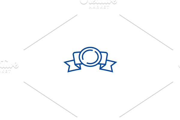 Ribbon corners with award line icon