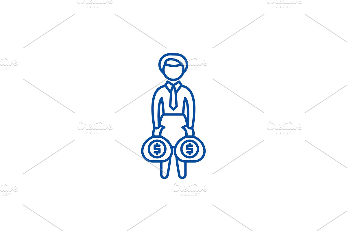 Rich business woman line icon in Illustrations - product preview 8