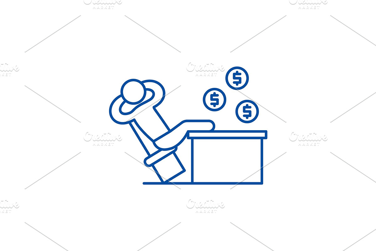 Rich manager line icon concept. Rich in Illustrations - product preview 8