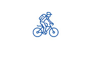 Riding bicycle line icon concept