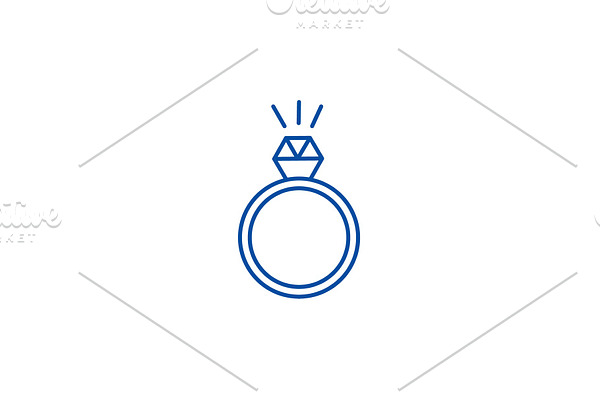 Ring with diamond line icon concept