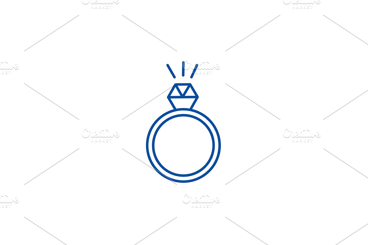 Ring with diamond line icon concept in Illustrations - product preview 8