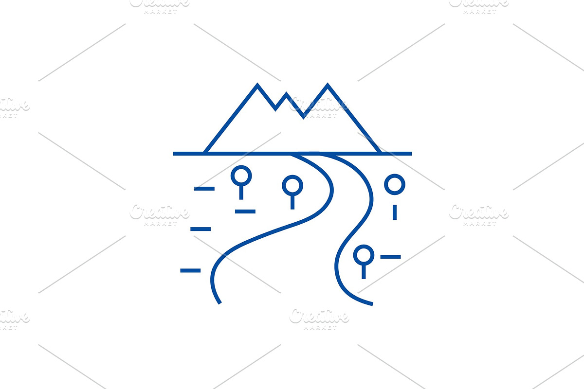 Road to mountains line icon concept in Illustrations - product preview 8