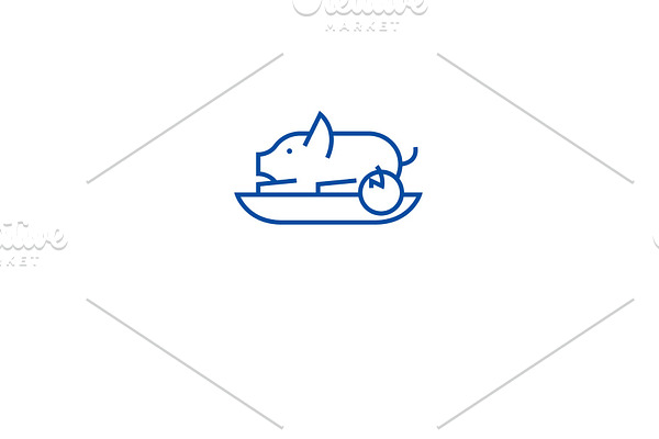 Roasted pig line icon concept